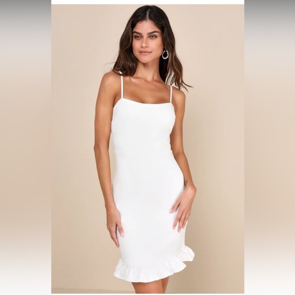 Lulus Dresses & Skirts - Lulus Spoonful of Sass White Ruffled Bodycon Mini Dress small